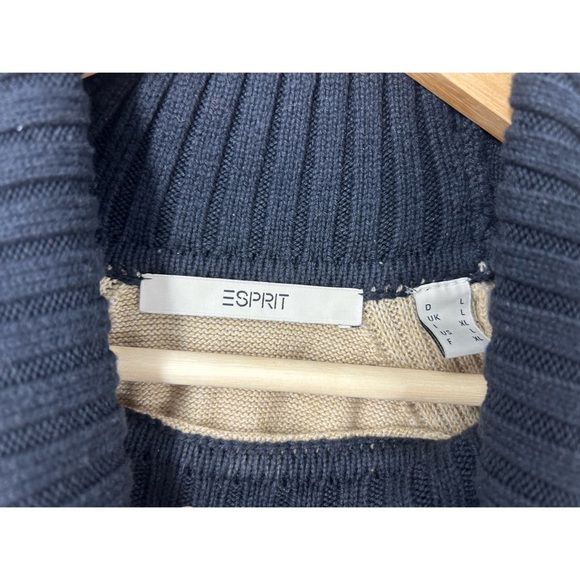 Esprit Polo Neck Sweater Taupe & Black Stripes - Picture 5 of 8